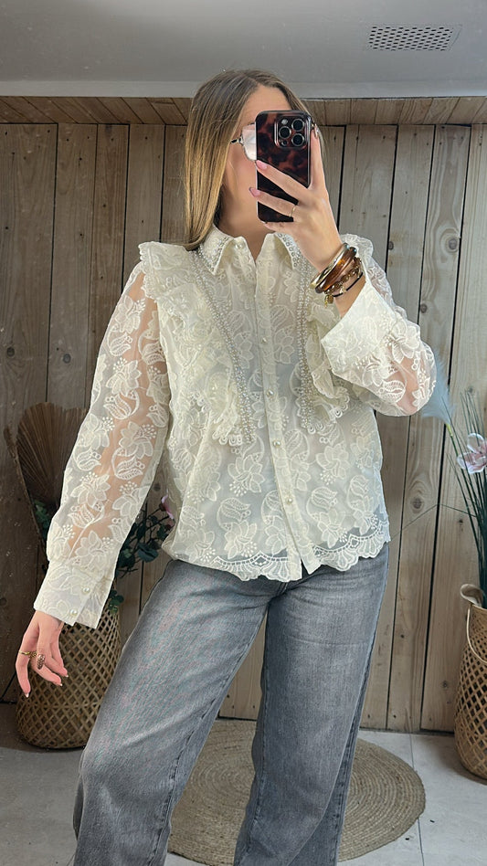 La Chemise "Princesse de Dentelle" – Crème & Perles