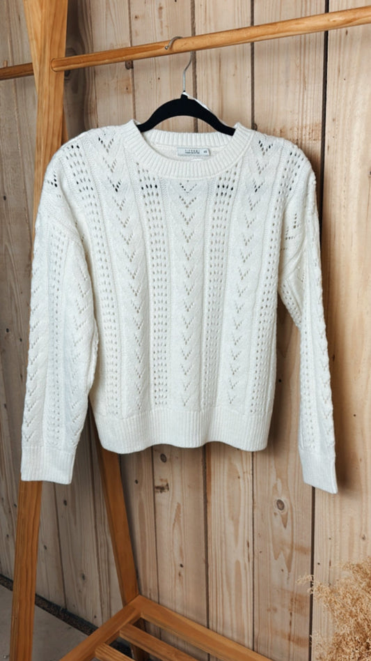 Pull blanc tressé