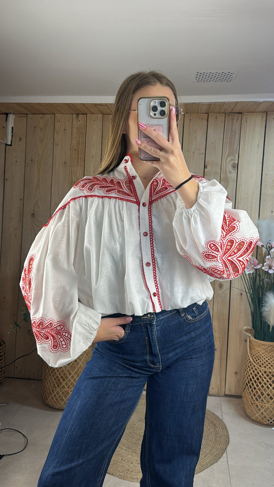Blouse bohème rouge
