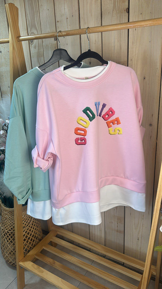 Sweat "good vibes" multicouleur