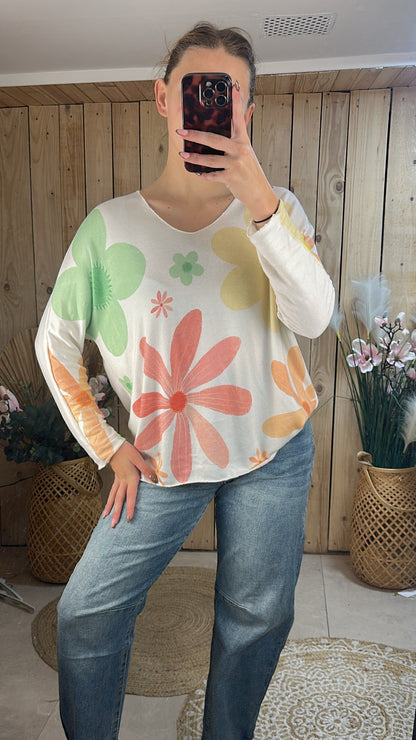 Pull fleur XXL