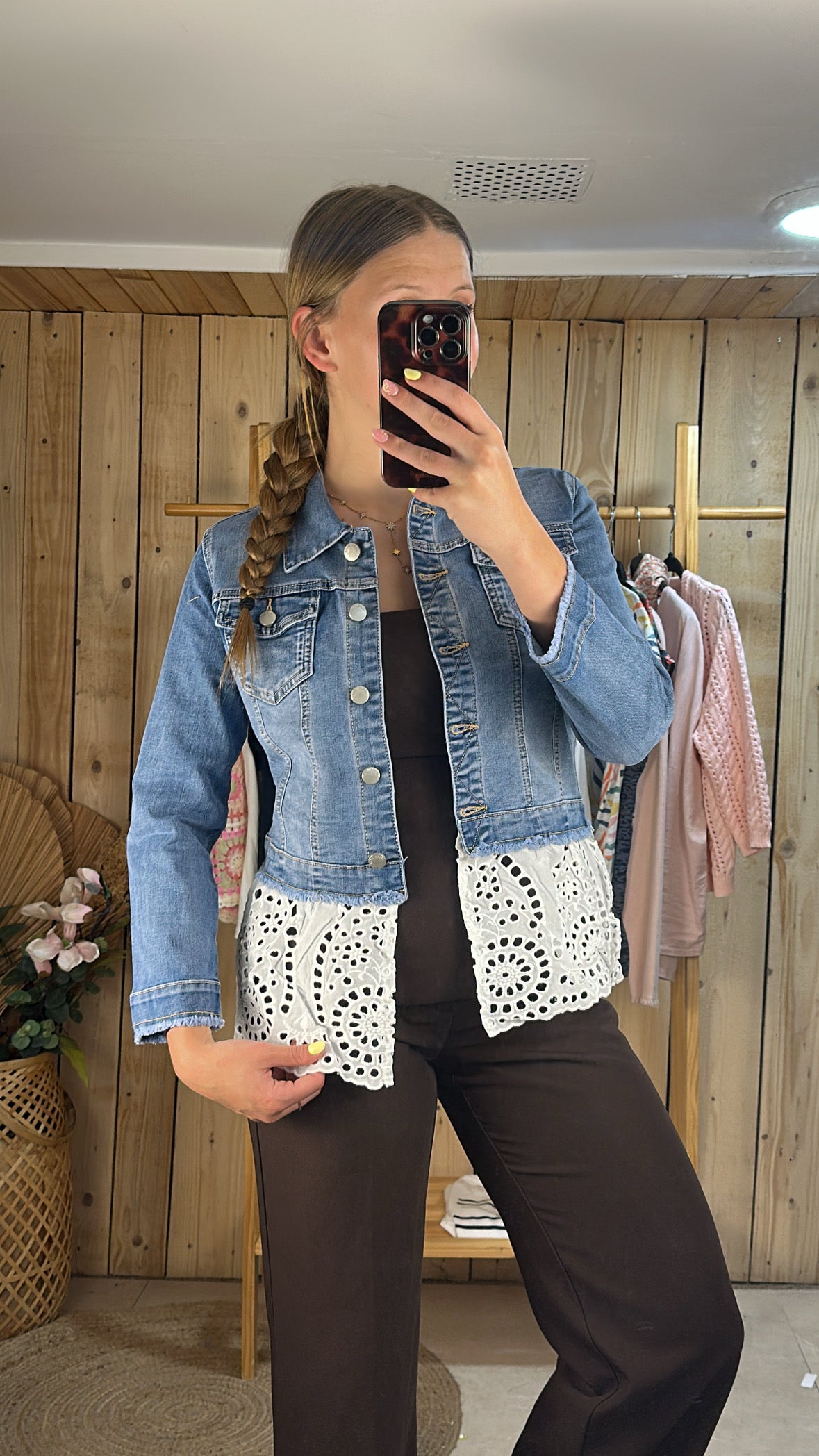 Veste en jean crochet
