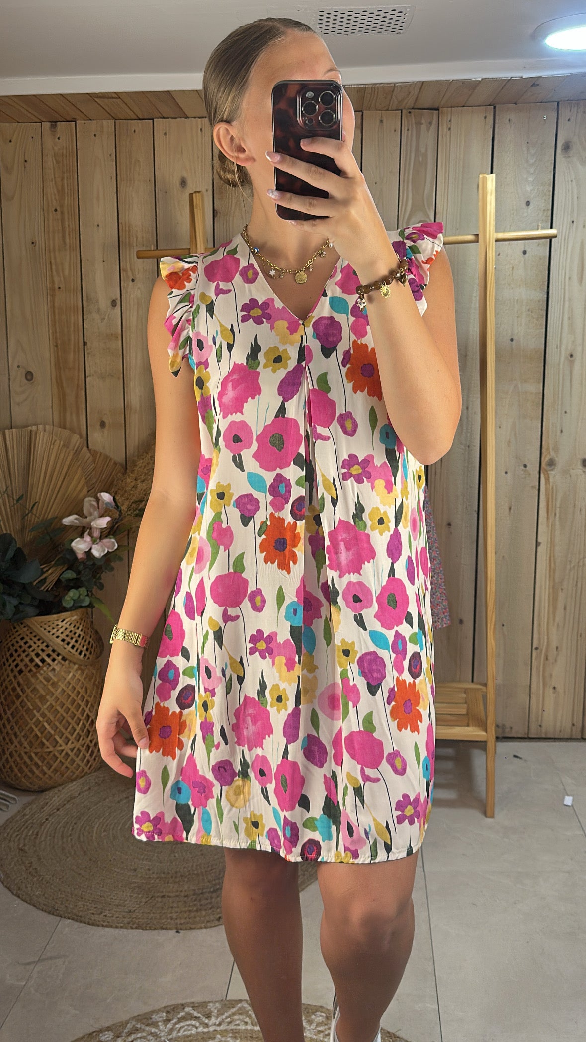 Robe droite fleuri