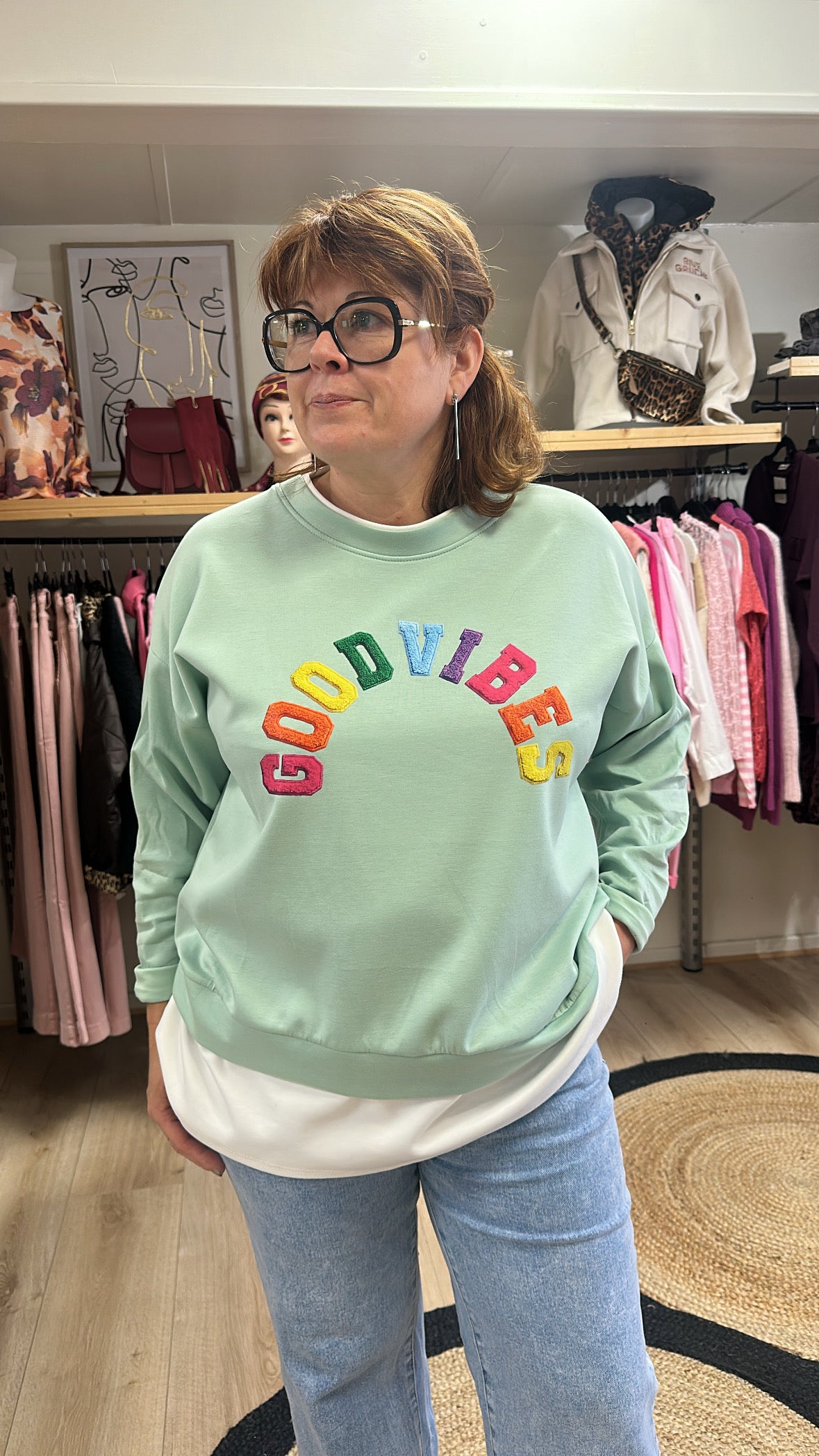 Sweat "good vibes" multicouleur