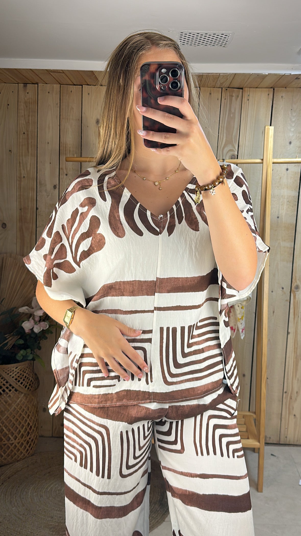 T-shirt évasé motifs chocolat