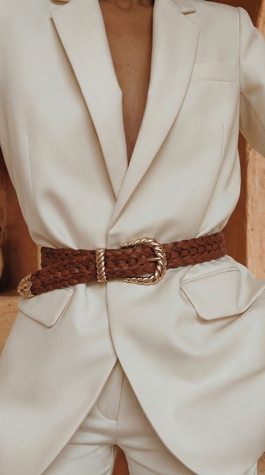 Ceinture tressée camel