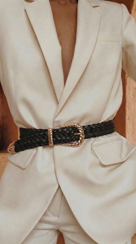 ceinture tressée noir