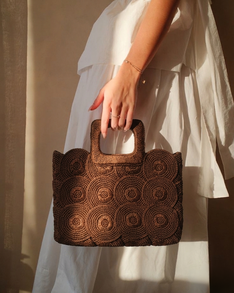 Sac crochet bordeau